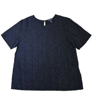 Eileen Fisher Morse Code Blouse The Future Is Female Black Boxy Top Sz 12